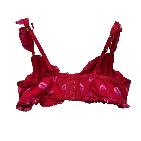 Torrid Curve Red Kisses Longline Bra Size 1 With Ruffle Straps & Underwire Suppo - Picture 8 of 11
